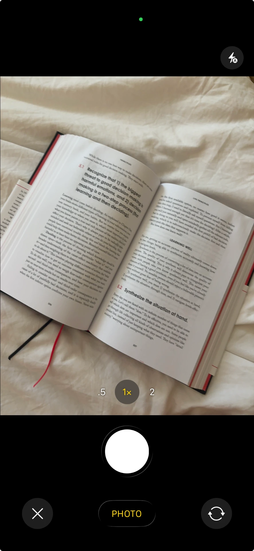 Subo camera screen capturing a photo of a book as habit proof